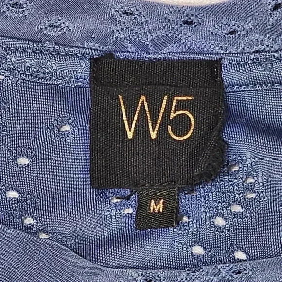 W5 Woman Navy Blue Sleeveless Top M Anthropologie Shirt Lace Fabric Ruffle - Picture 2 of 13